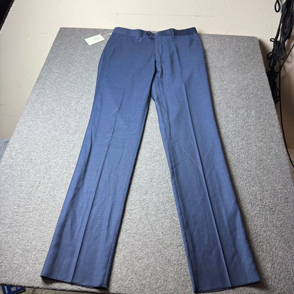 Hawes & Curtis Sartorial Wool Dress Pants Slim Sz 34R(50R EUR)Navy Blue TRPRAS10